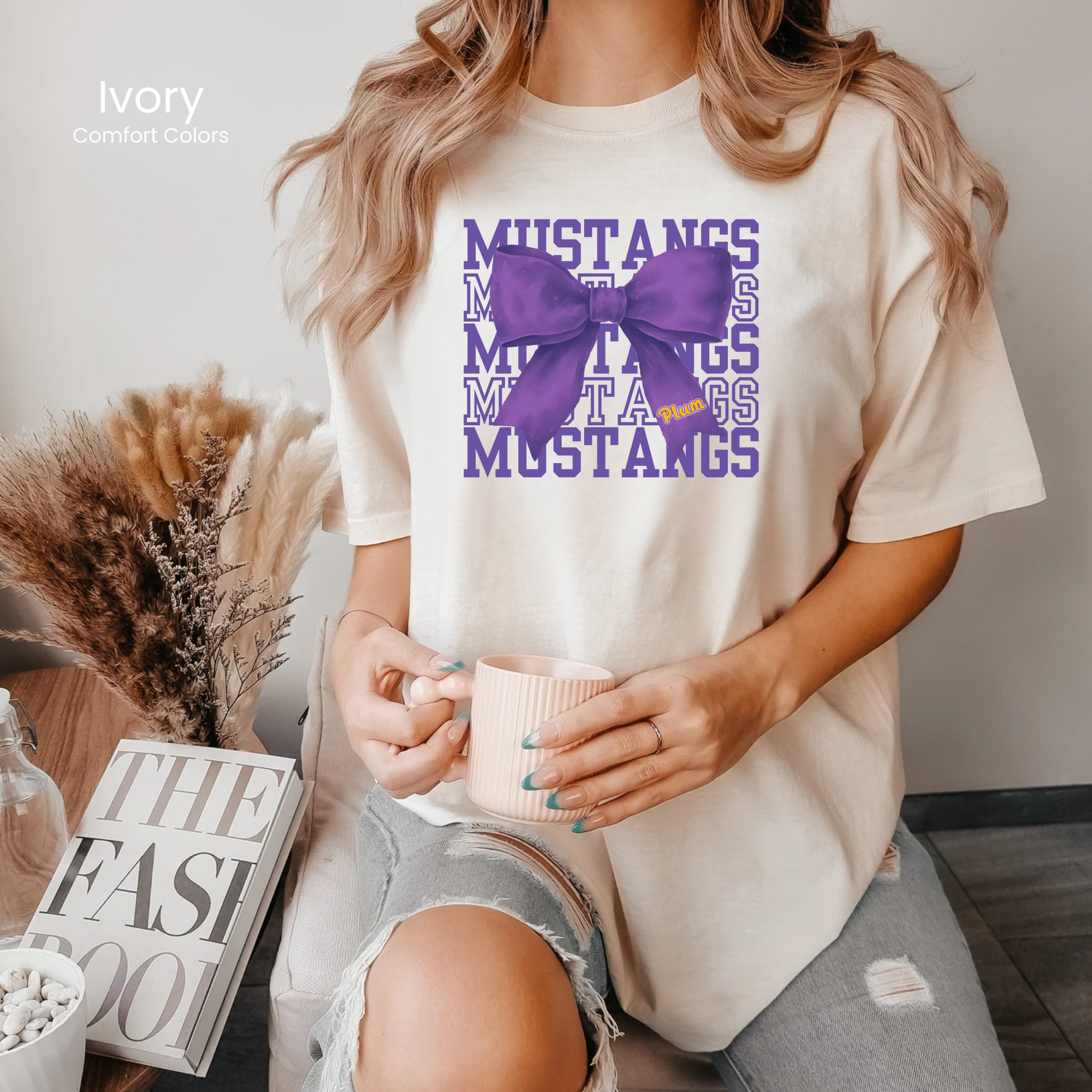 Comfort Colors Mustangs Bow Tee