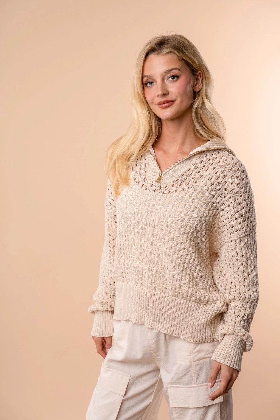 Breezy Baby Open Knit Quarter Zip
