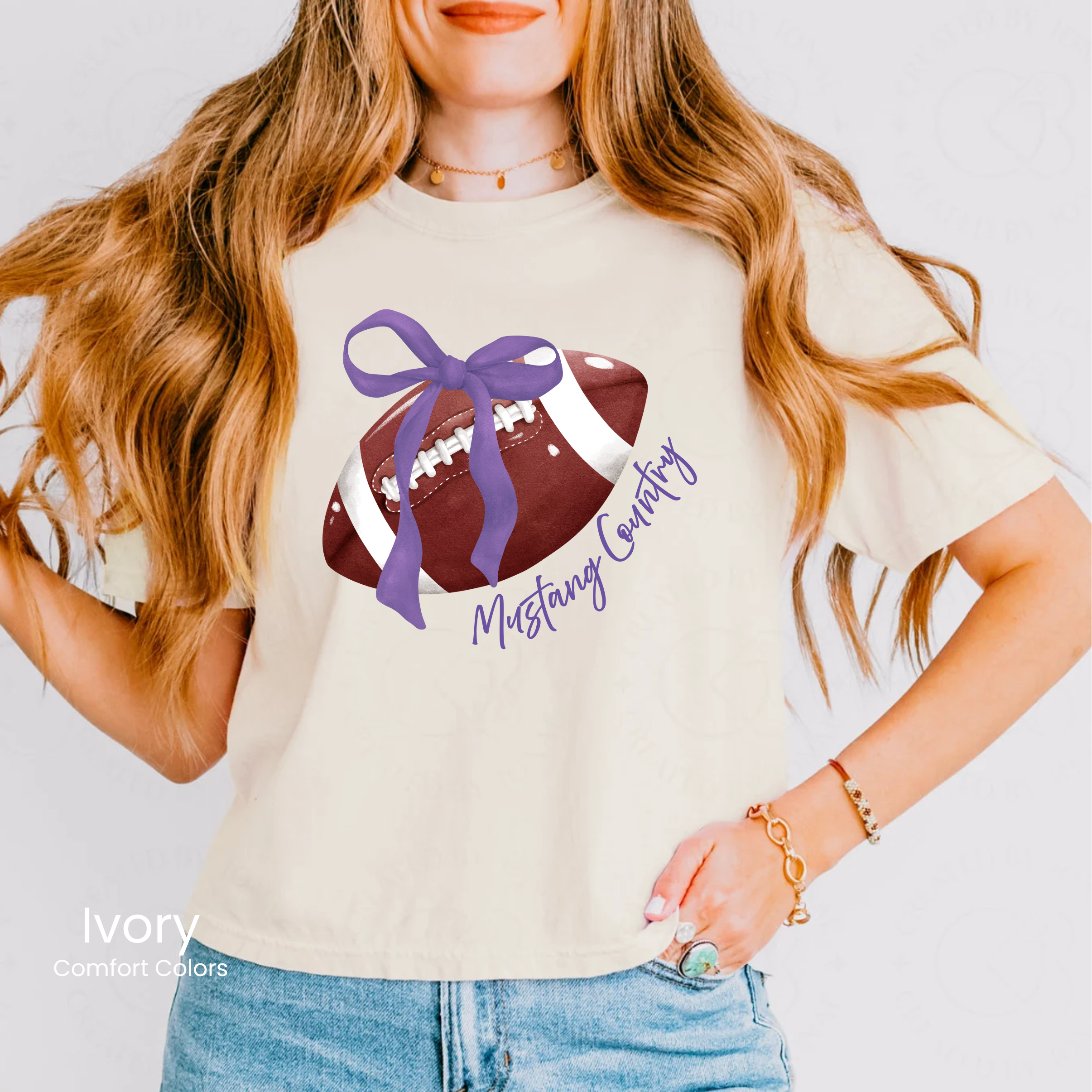 Comfort Colors Boxy Crop Mustang Country Bow Tee