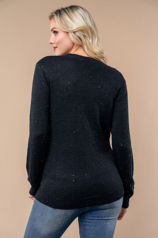 Midnight Spark Sequin Knit Sweater