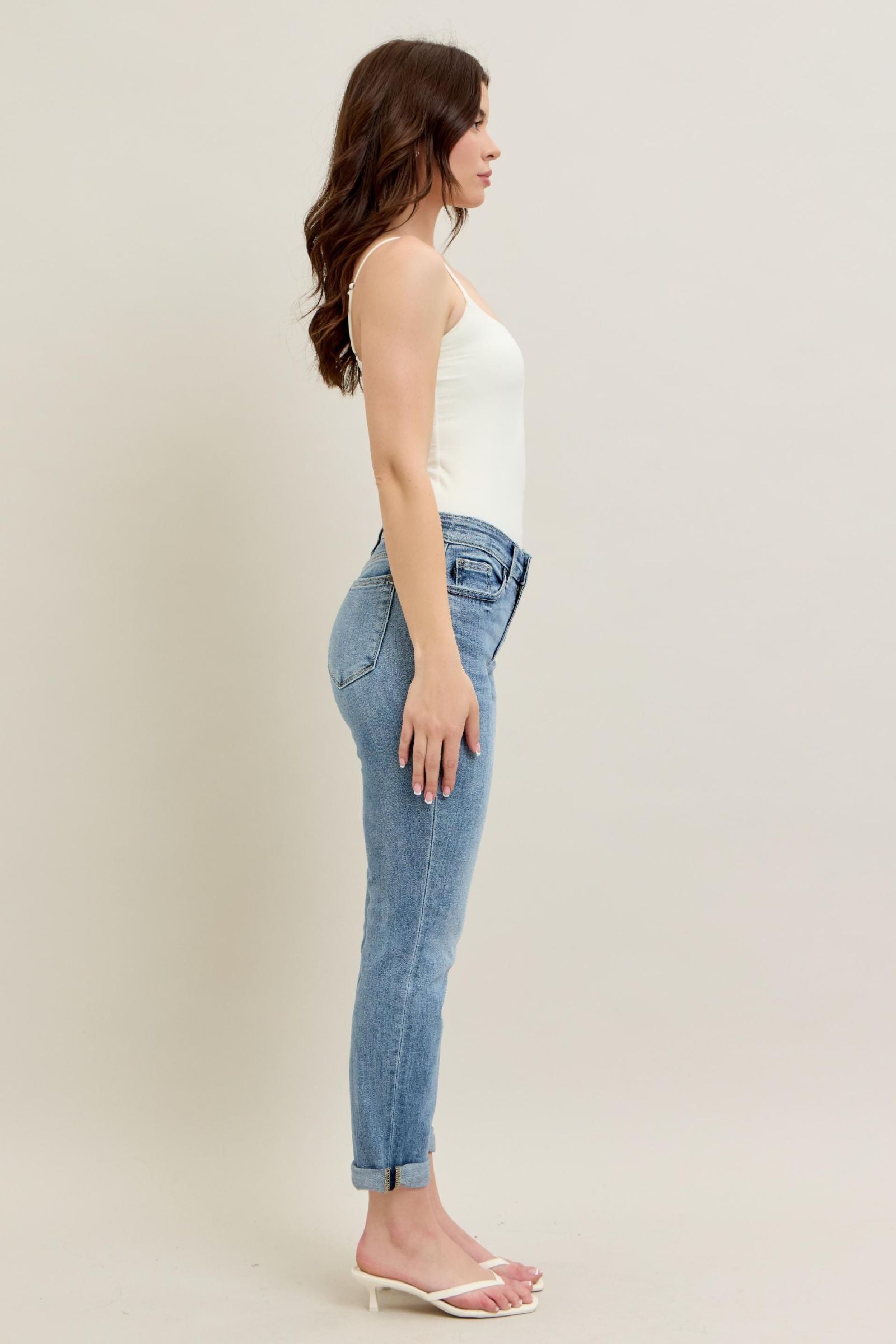 Braxton Bleach Wash Mid Rise Boyfriend Jeans