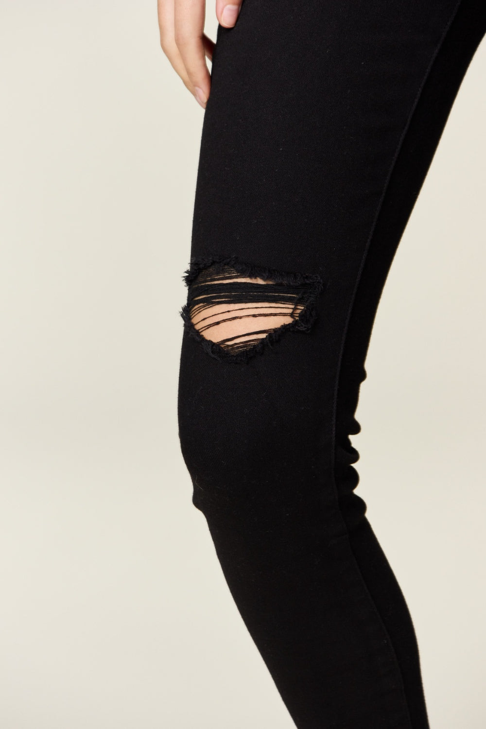 Black Distressed Tummy Control High Waist Skinny Jeans