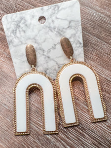 Acrylic U Drop Earrings in White