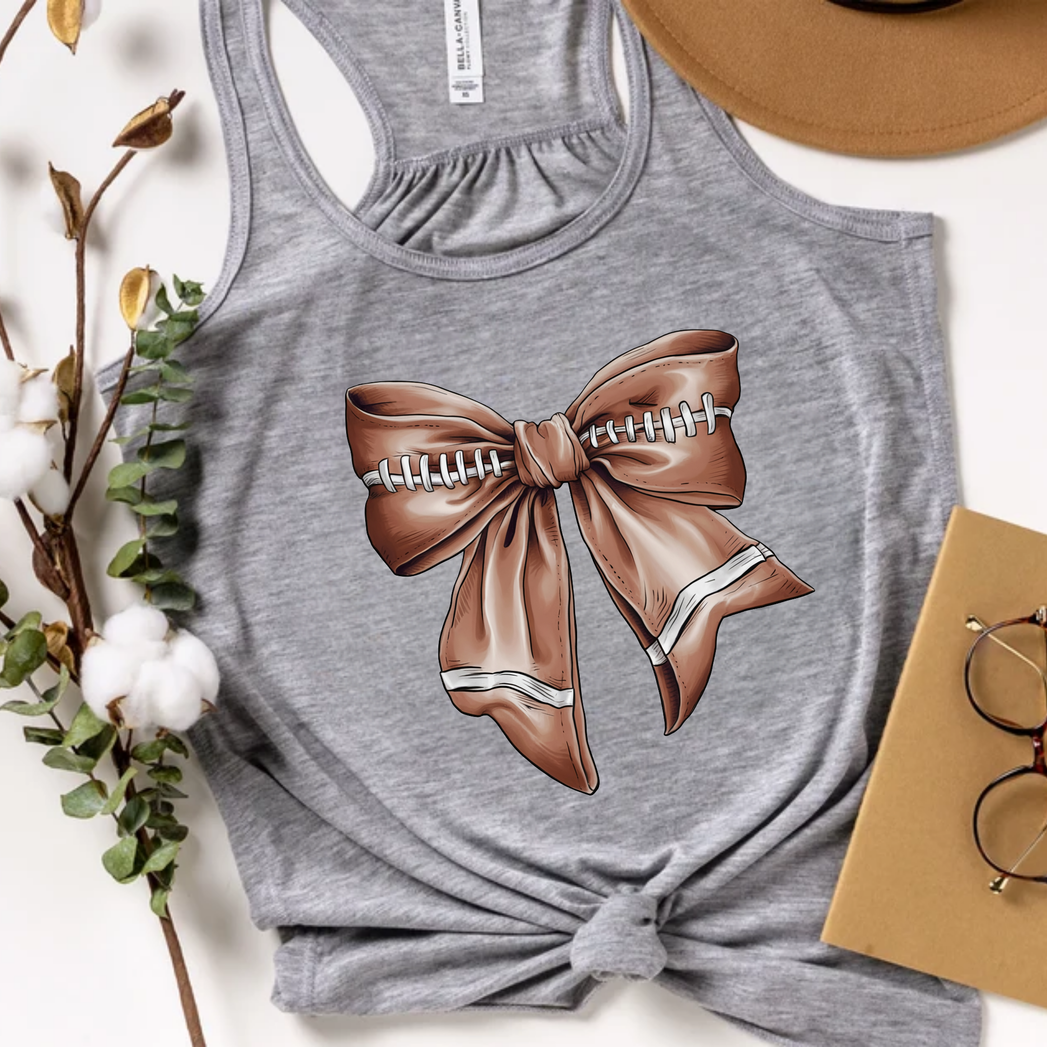 Football Bow Flowy Racerback Tank