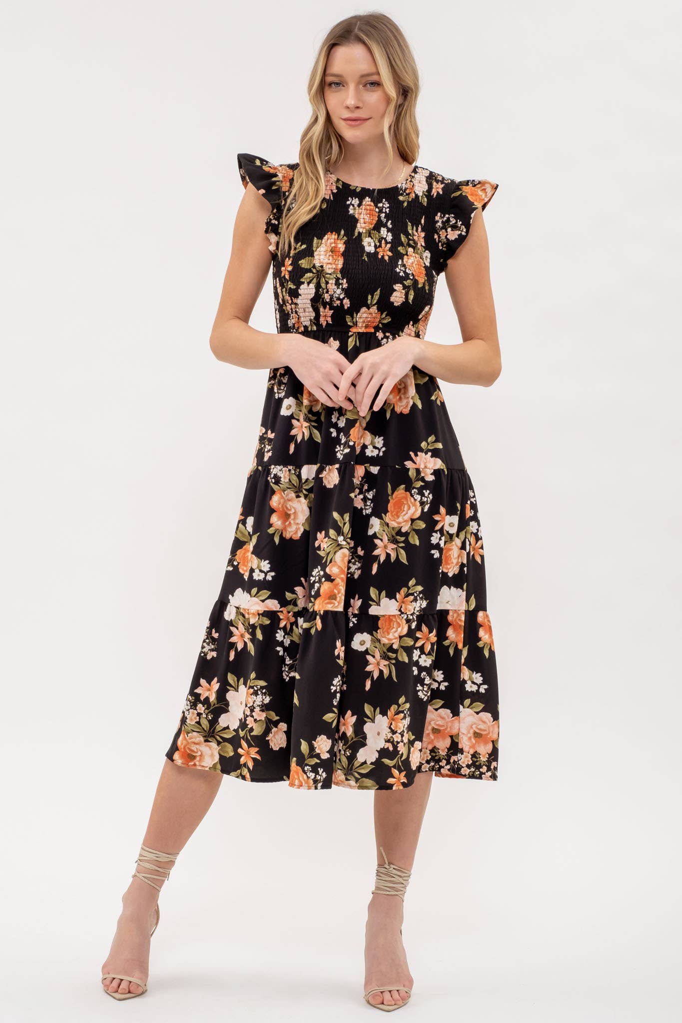 Floral Smocked Midi Dress