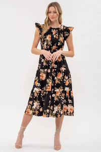 Floral Smocked Midi Dress