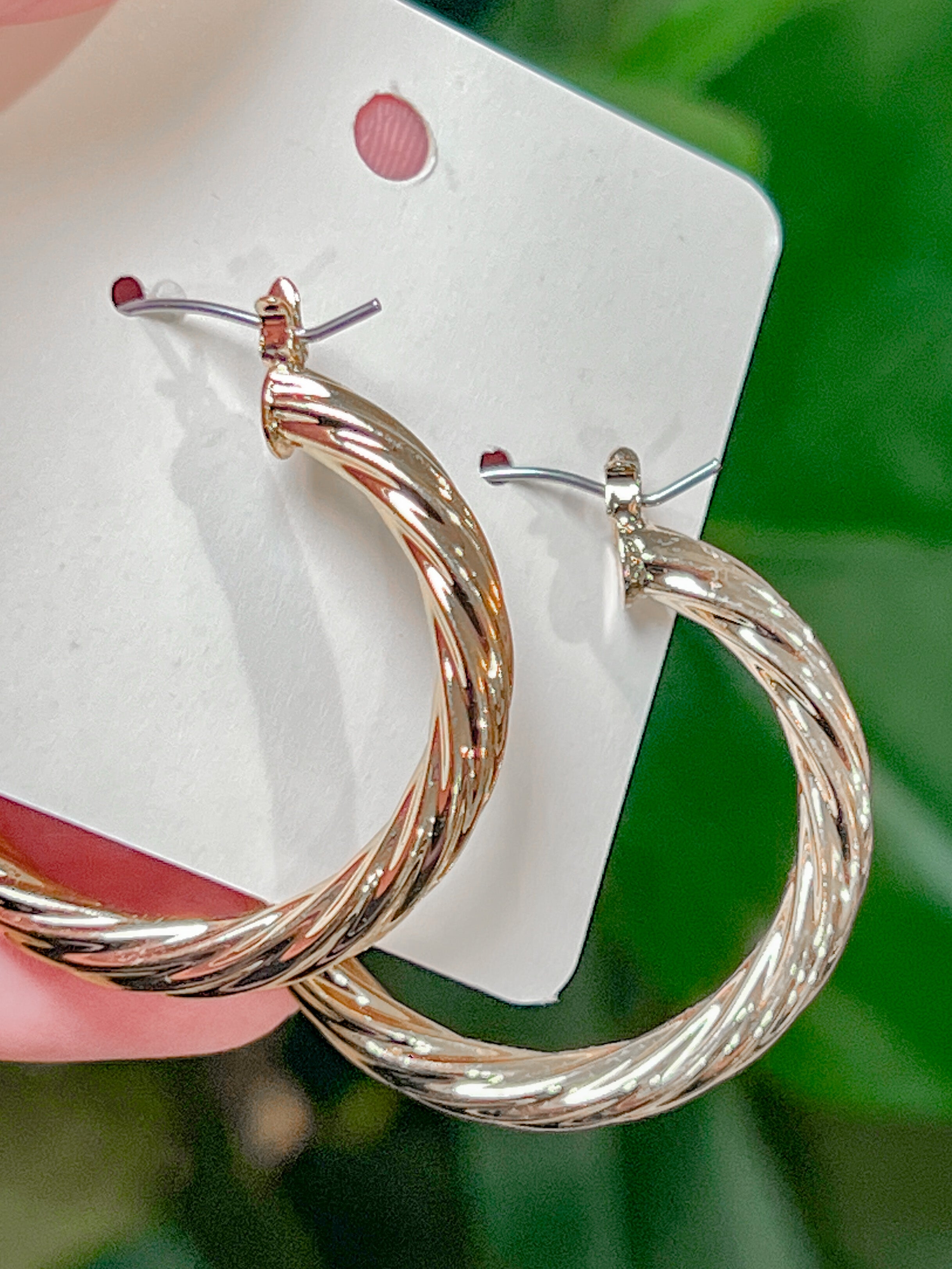 Medium Textured Metal Hoop Earrings