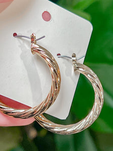 Medium Textured Metal Hoop Earrings