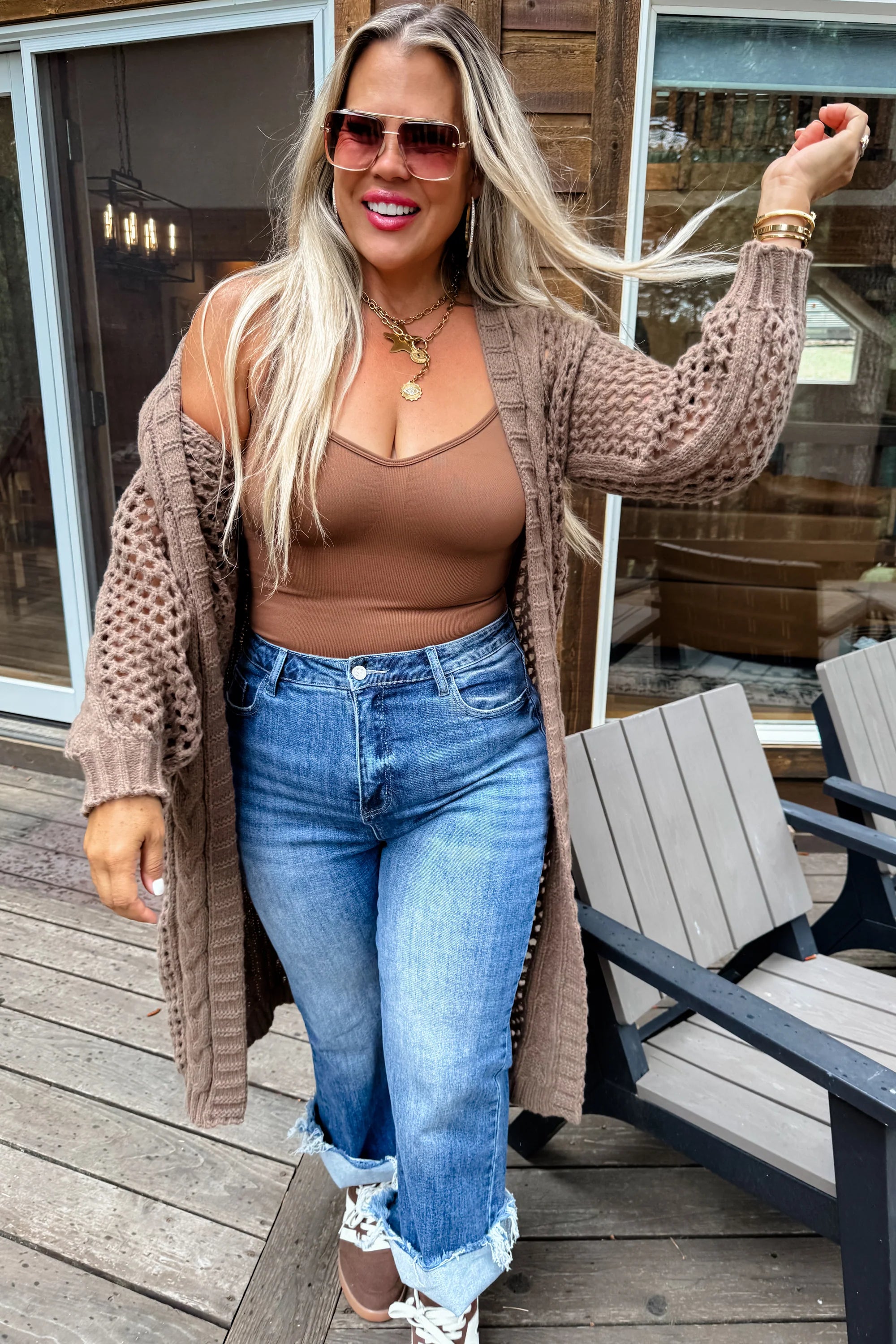 Kandias Knit Cardigan in Brown