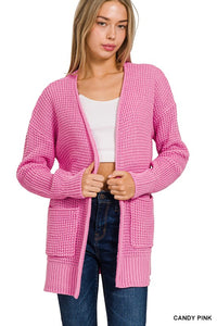 Pretty in Pink Waffle Knit Cardi