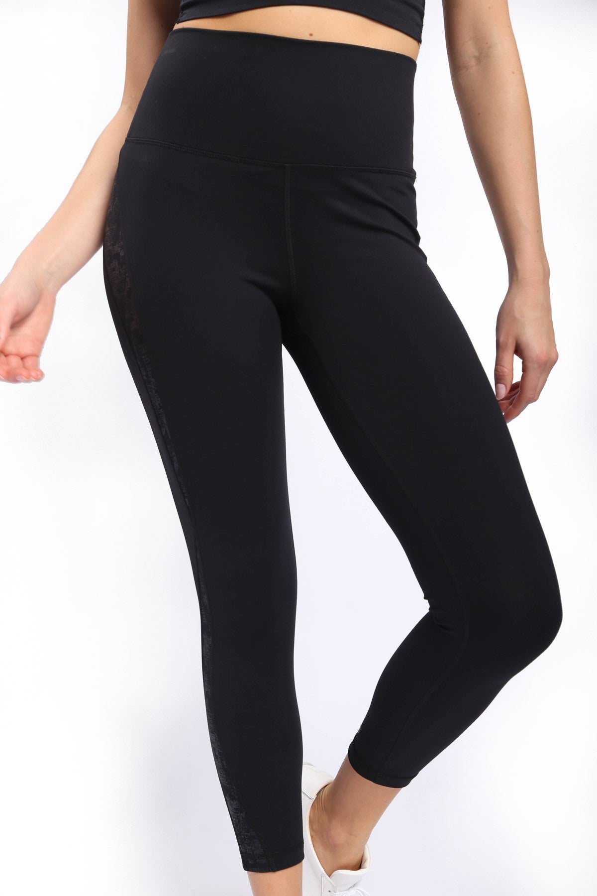 Metallic Splice High-Waist Leggings