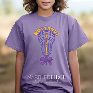Youth Mustangs Lacrosse Bow Tee