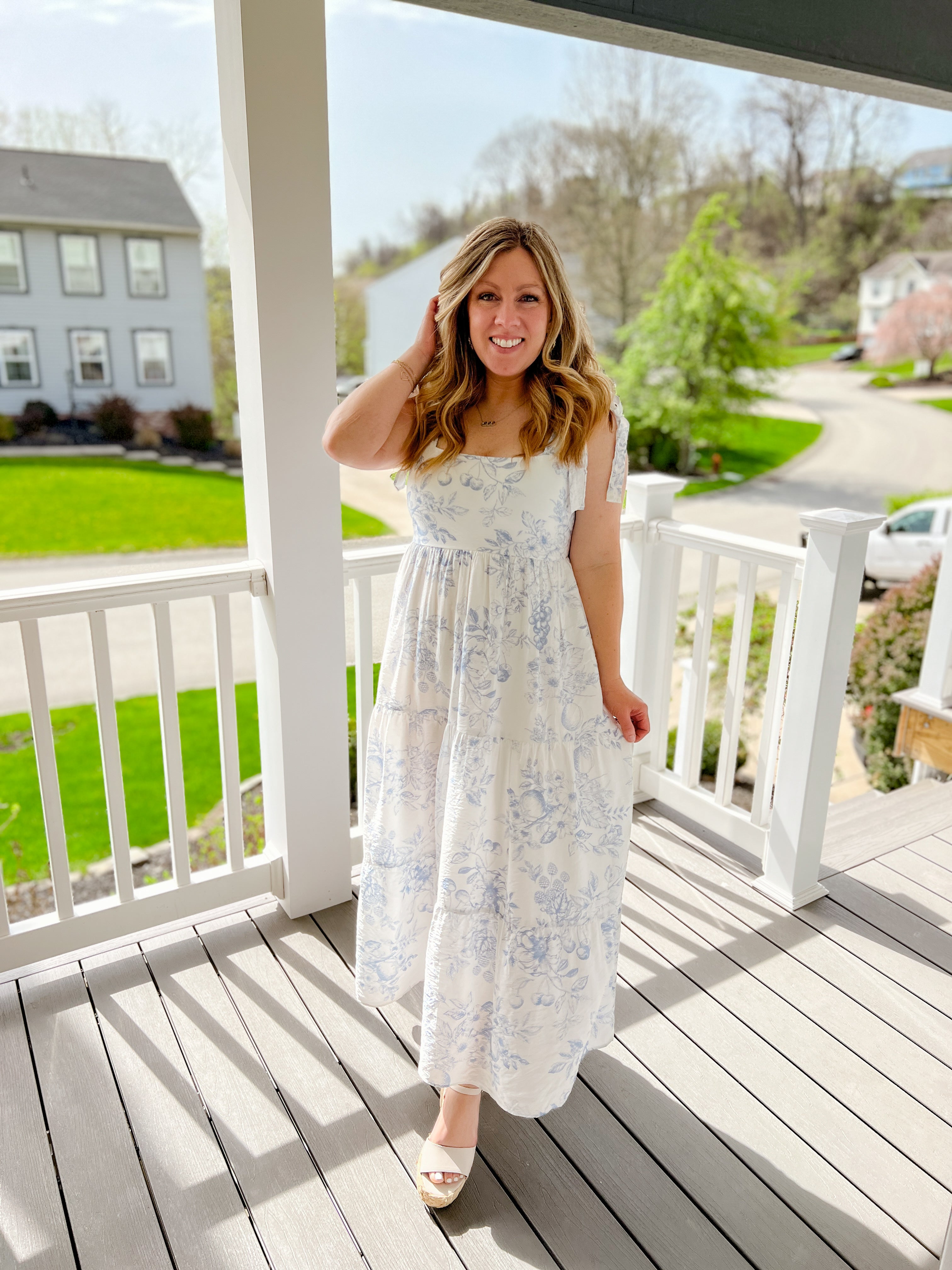 Fruit Blossom Tiered Midi Dress
