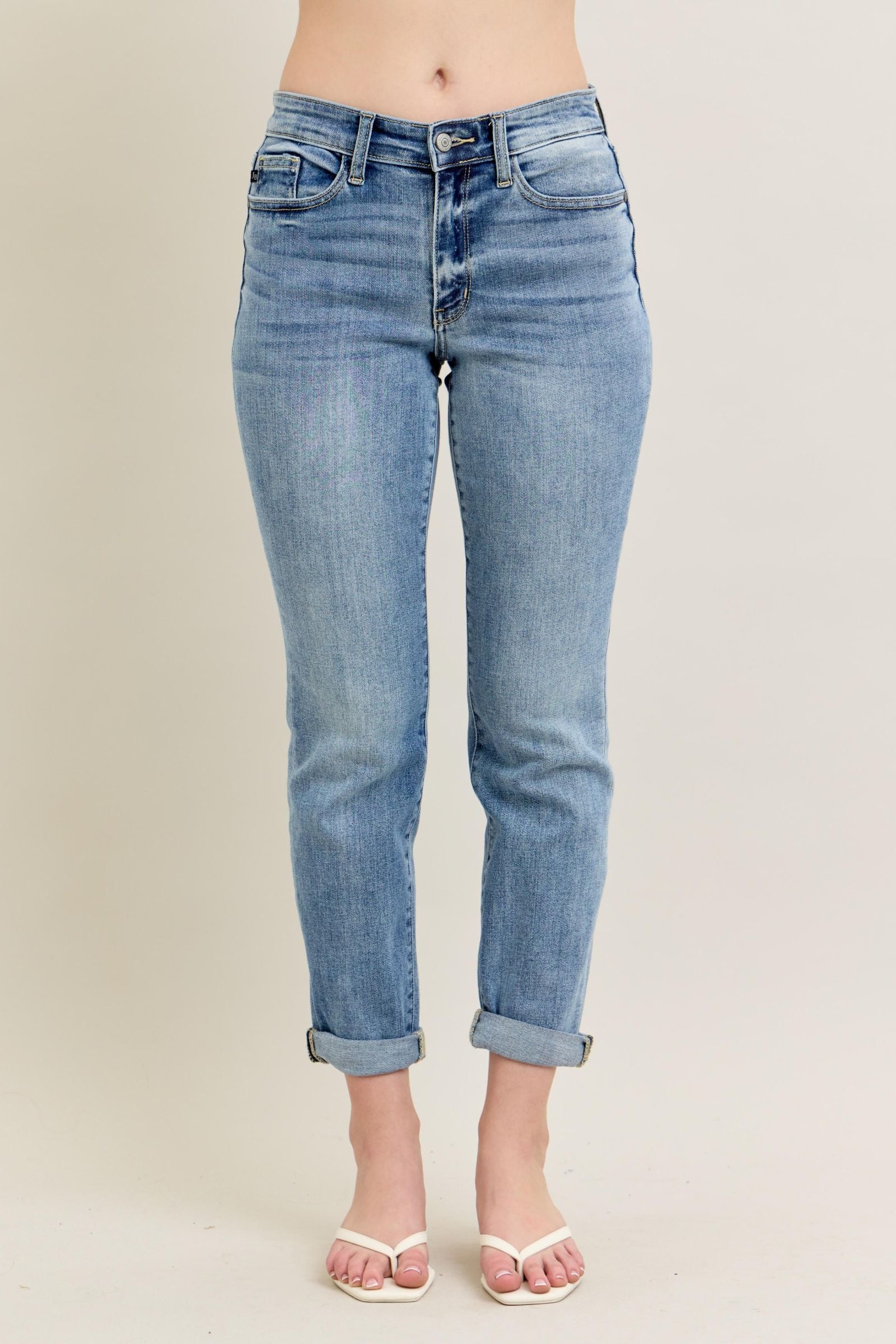 Braxton Bleach Wash Mid Rise Boyfriend Jeans