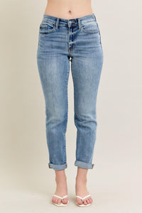 Braxton Bleach Wash Mid Rise Boyfriend Jeans