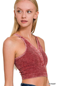Eden Washed Ribbed Cropped Tank in Dark Rust