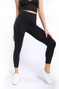 Metallic Splice High-Waist Leggings