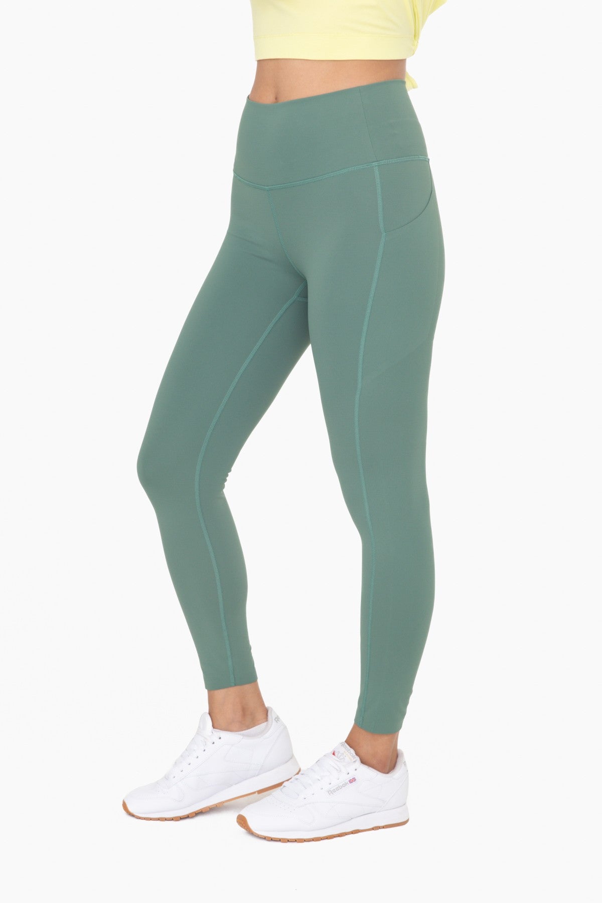 Laser-Cut and Bonded Essential Foldover Leggings in Dark Basil