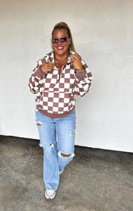 {PRE-ORDER} Easy Does it Pullover in Brown Checker