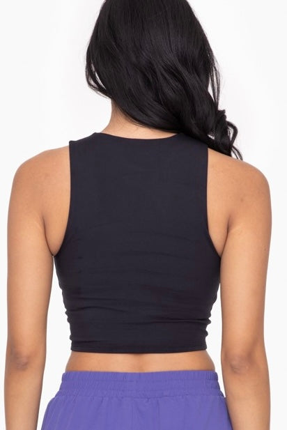 Venice Cut Out Cropped Bra Top in Black