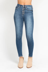 Baylee High Rise Button Fly Skinny Jeans