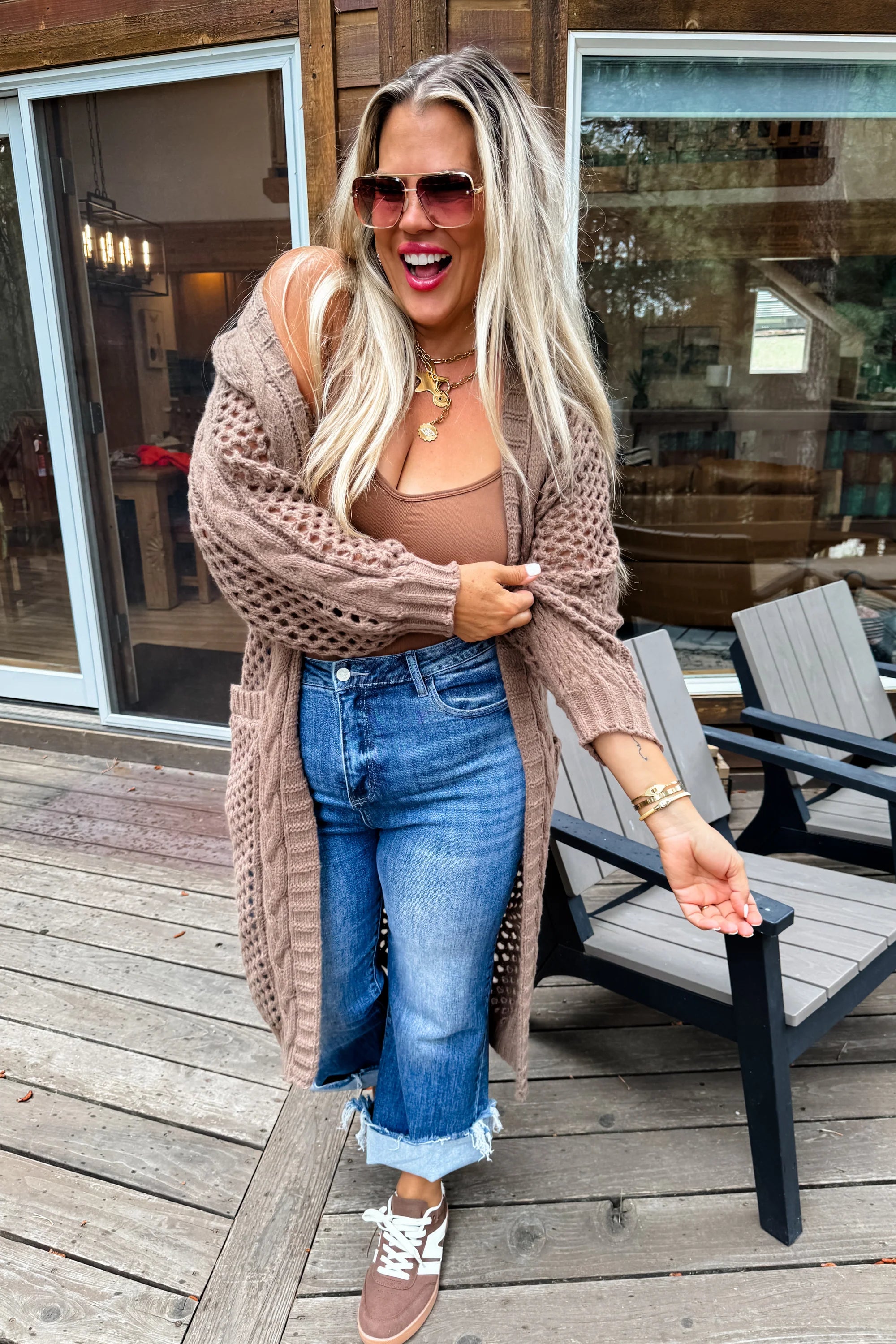 Kandias Knit Cardigan in Brown