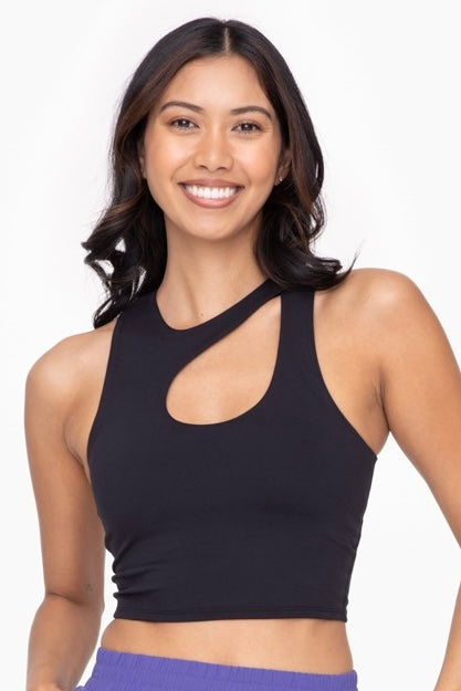 Venice Cut Out Cropped Bra Top in Black