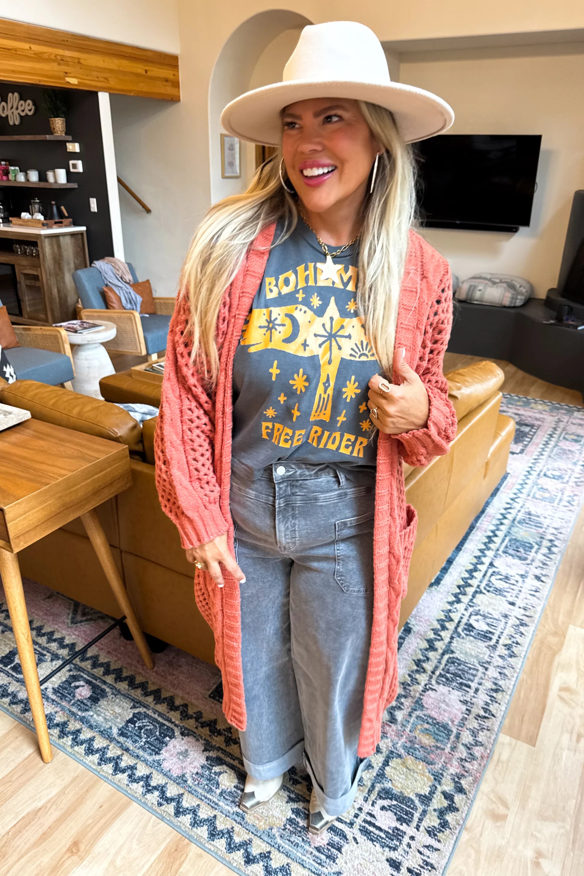 Kandias Knit Cardigan in Rust