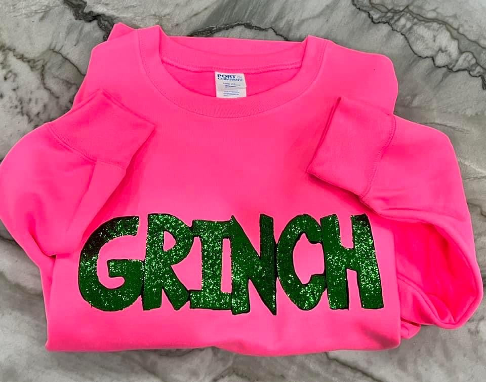 You’re a Mean One Sequin Patch Sweatshirt in Pink