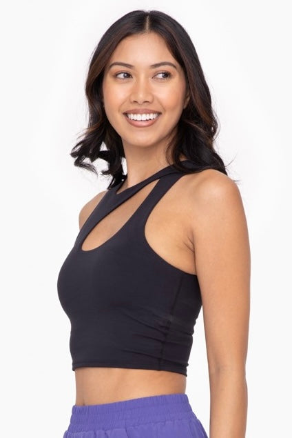 Venice Cut Out Cropped Bra Top in Black