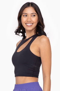Venice Cut Out Cropped Bra Top in Black