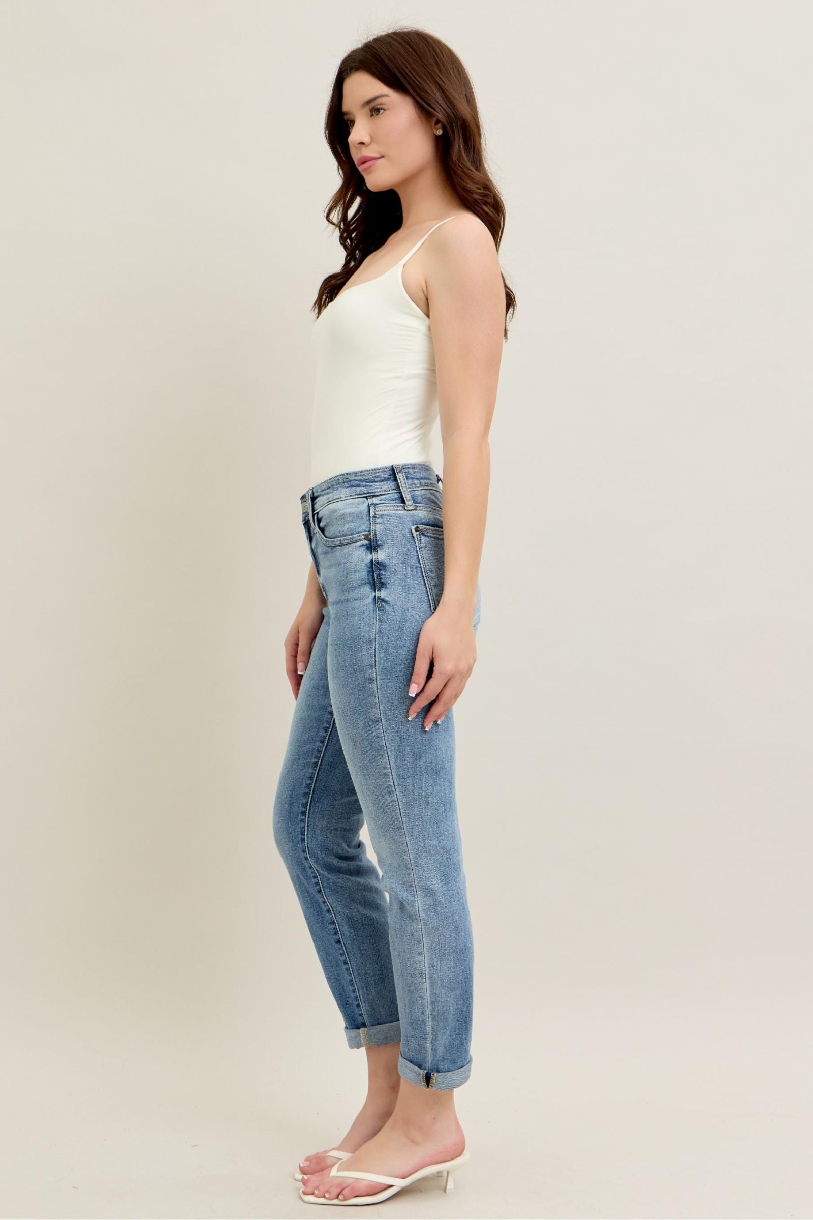 Braxton Bleach Wash Mid Rise Boyfriend Jeans