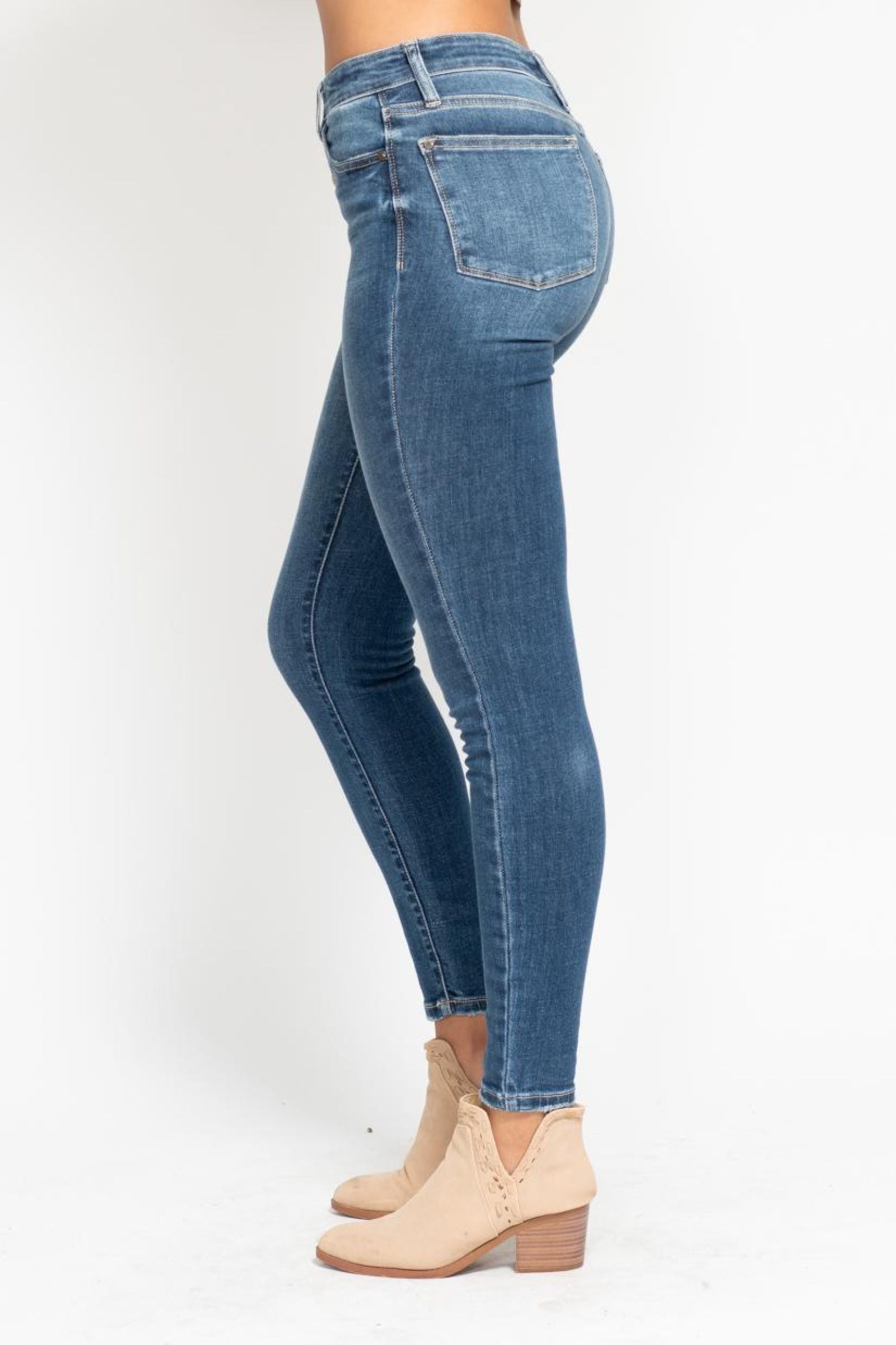 Baylee High Rise Button Fly Skinny Jeans