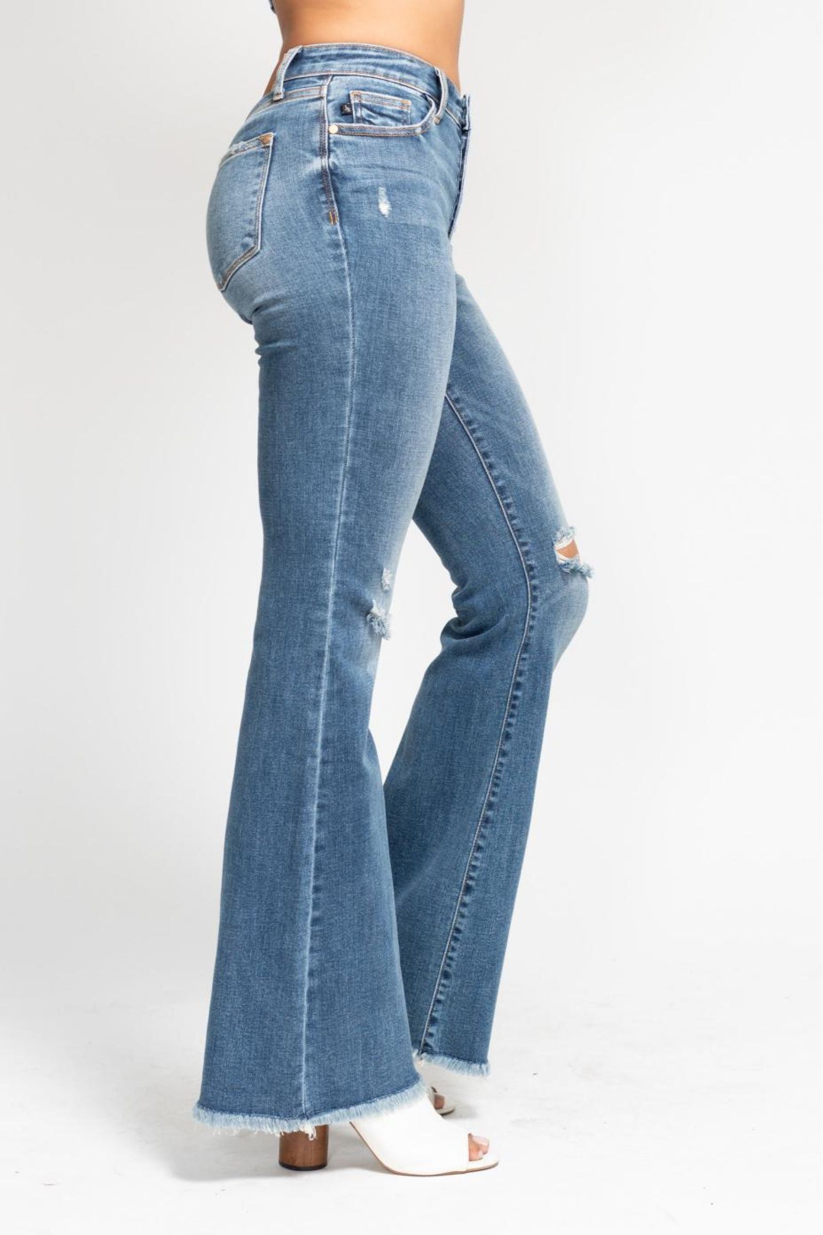 Fallon Mid Rise Button Fly Flares