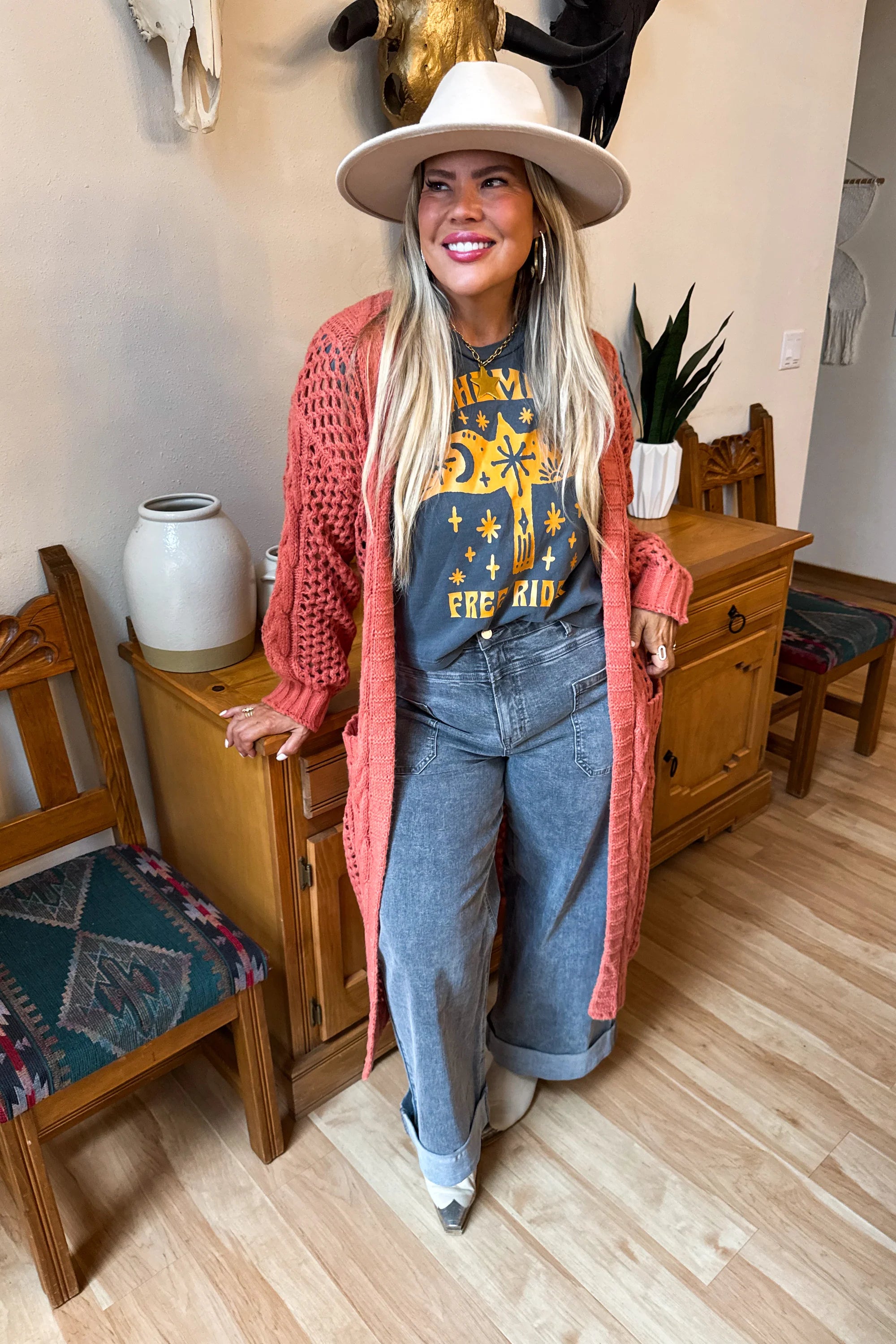 Kandias Knit Cardigan in Rust