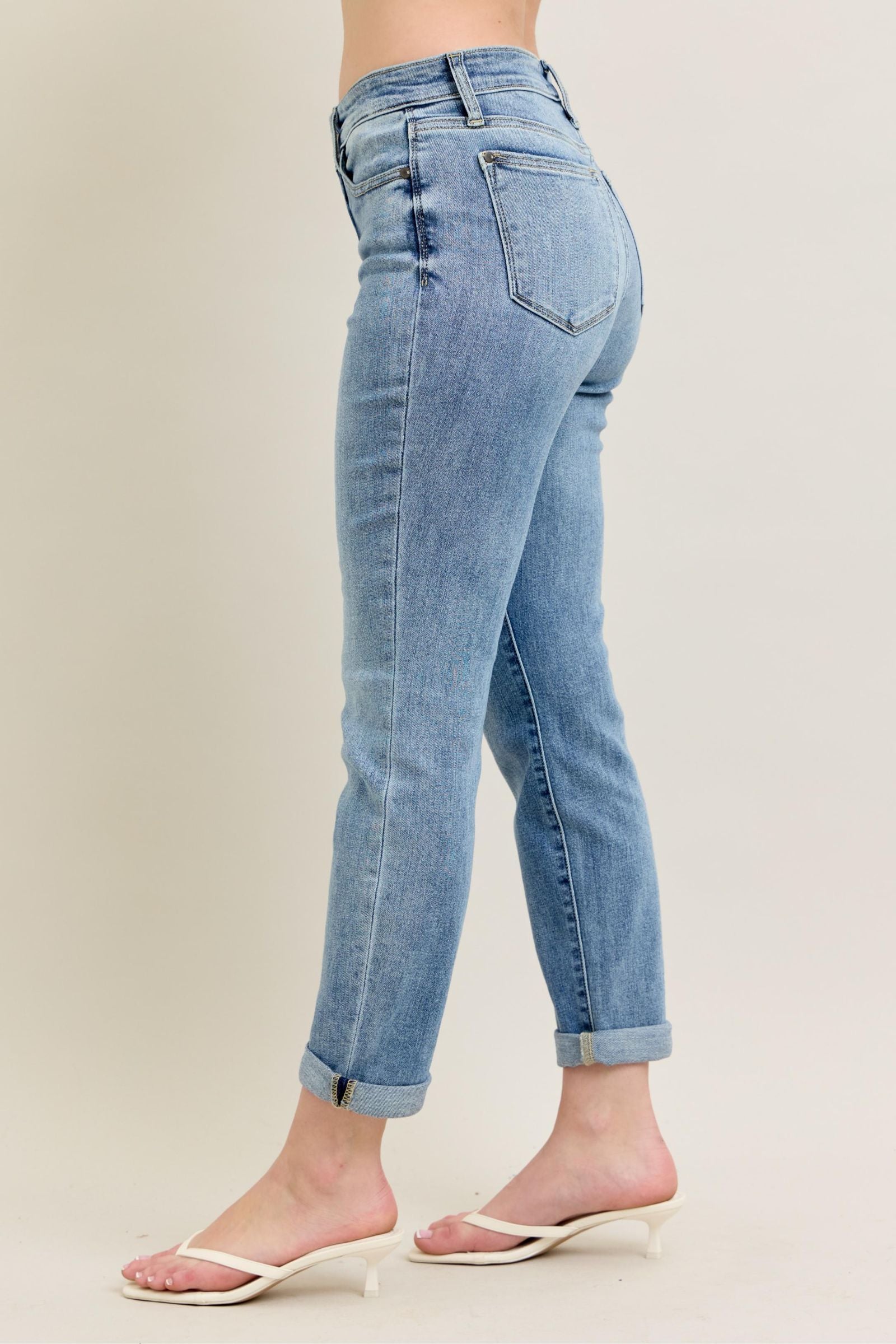 Braxton Bleach Wash Mid Rise Boyfriend Jeans