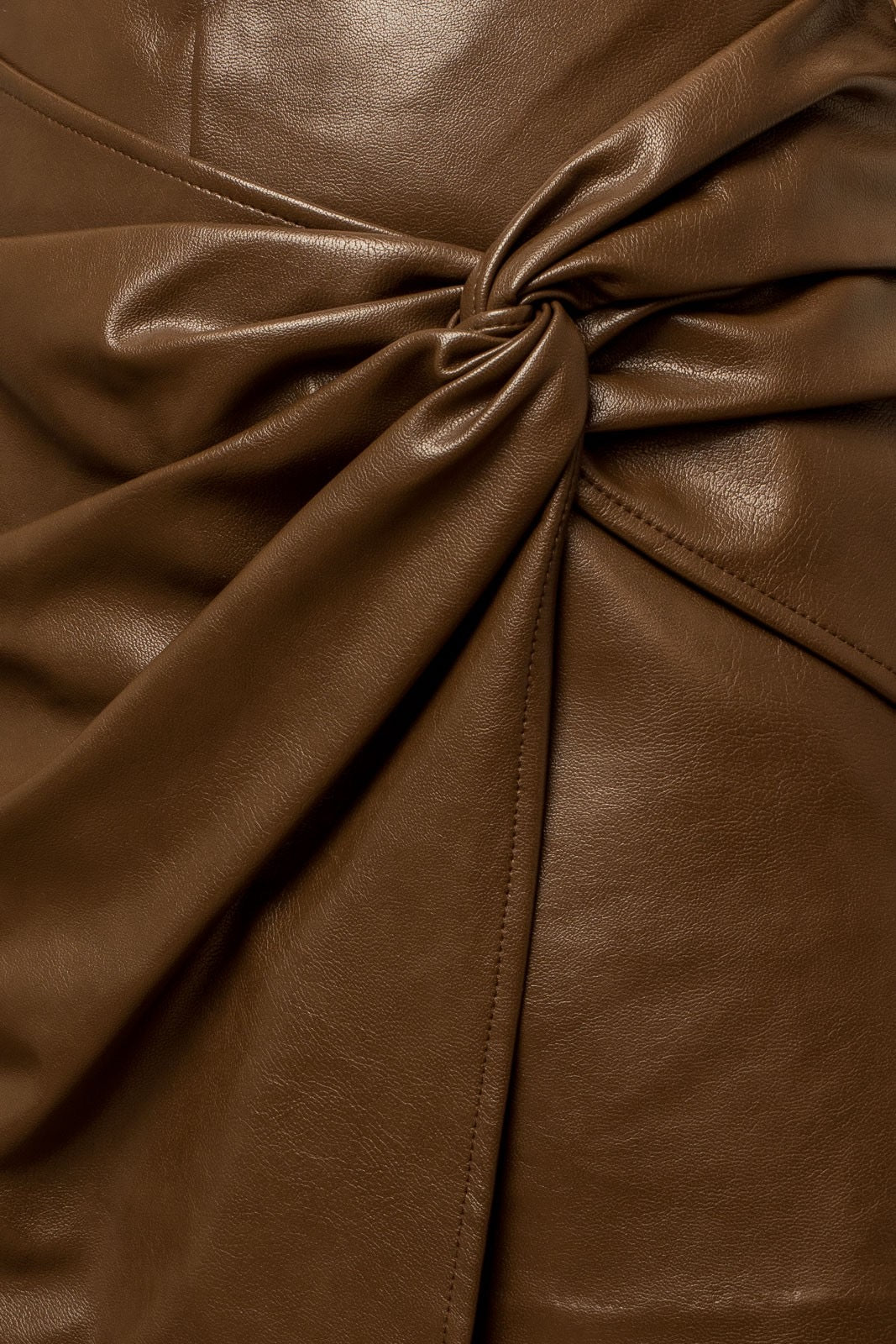 Faux Brown Leather Knotted Skort
