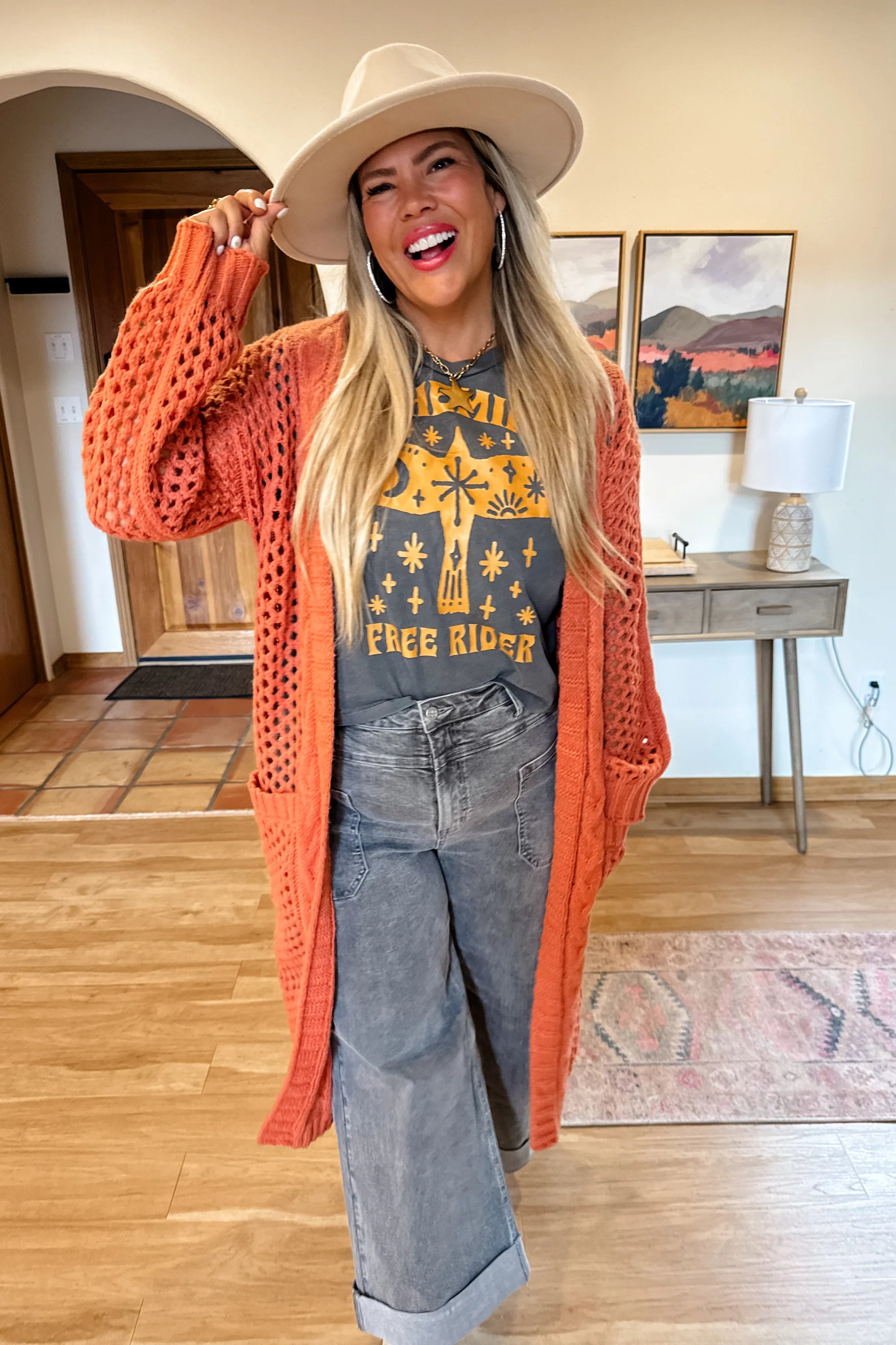 Kandias Knit Cardigan in Rust