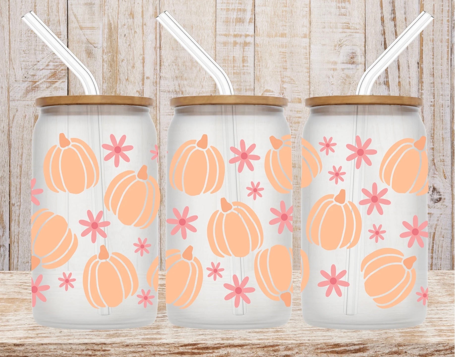 16oz Can Glass with Lid & Straw - Spooky Designs