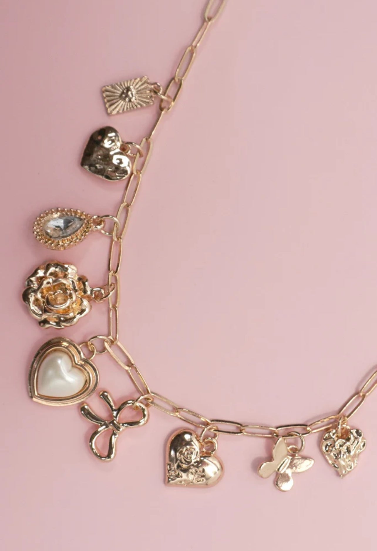 Bows, Flowers & Hearts Charm Necklace
