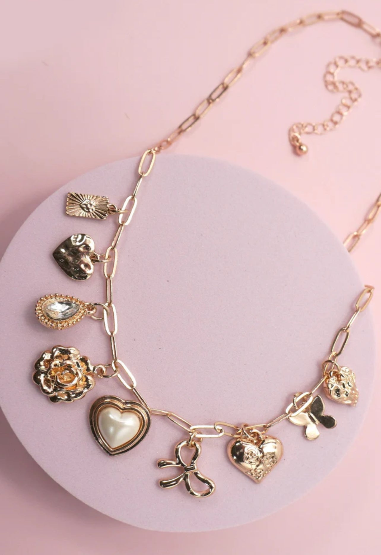 Bows, Flowers & Hearts Charm Necklace