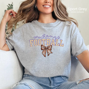 Gildan Softstyle Mustangs Football Bow Tee