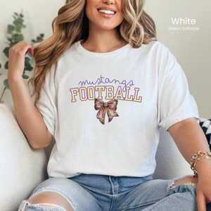 Gildan Softstyle Mustangs Football Bow Tee