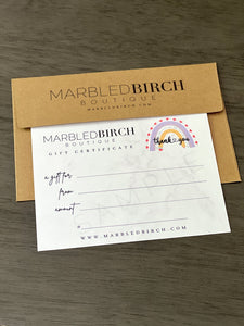 Marbled Birch Gift Certificate