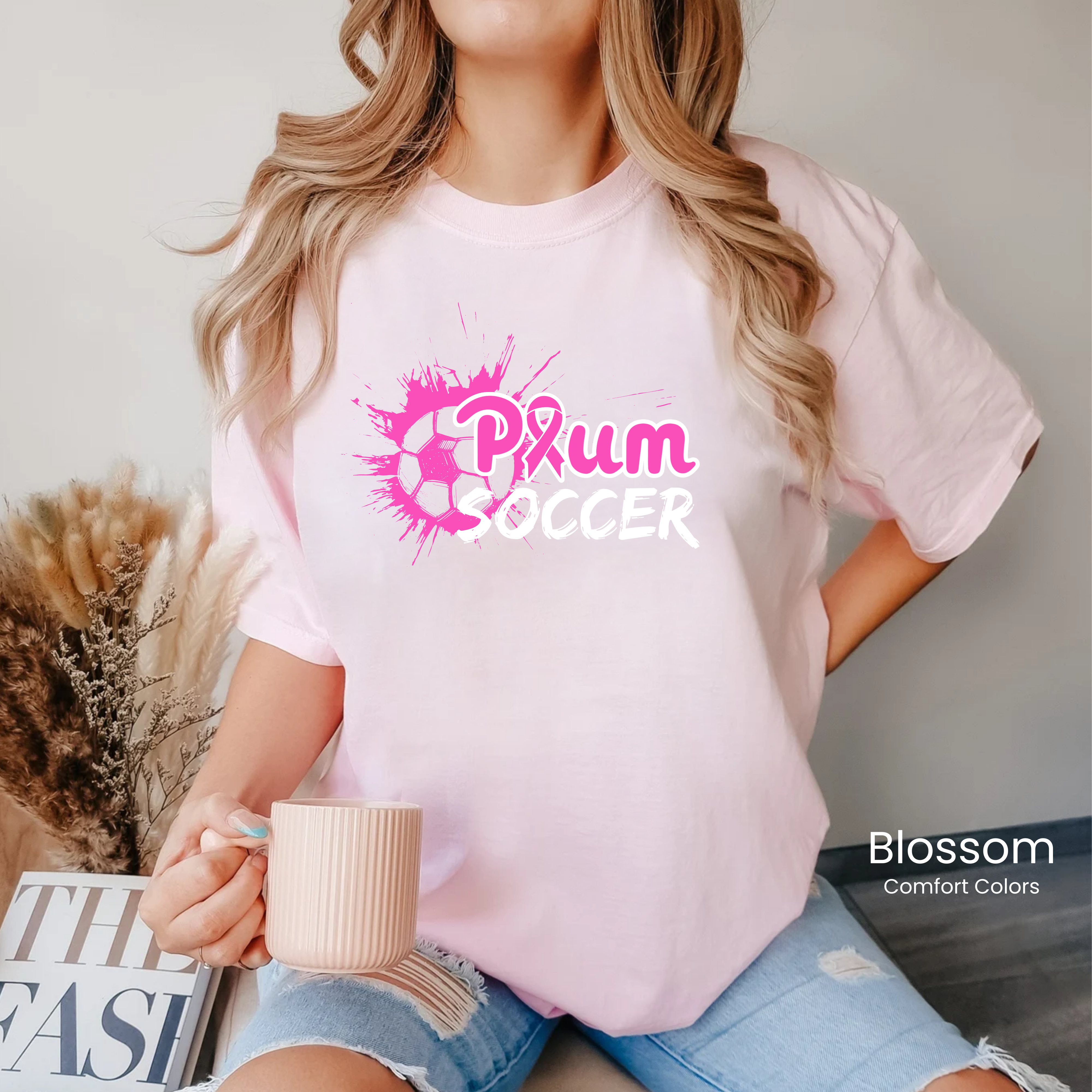 Comfort Colors Plum Soccer Ribbon Tee