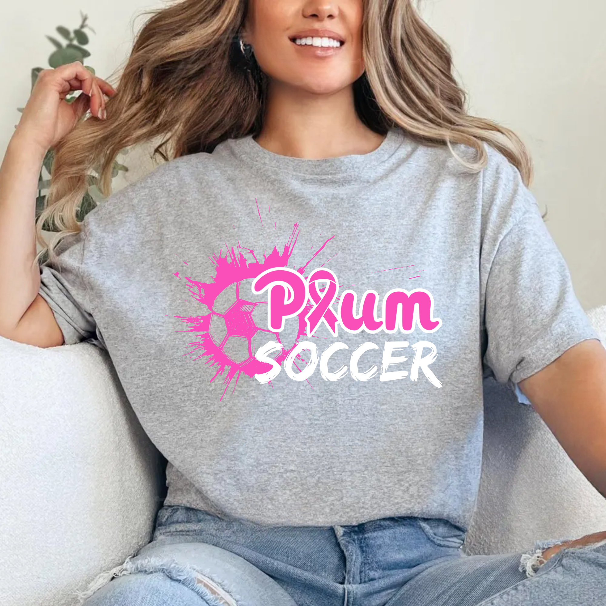 Plum Soccer Ribbon Tee