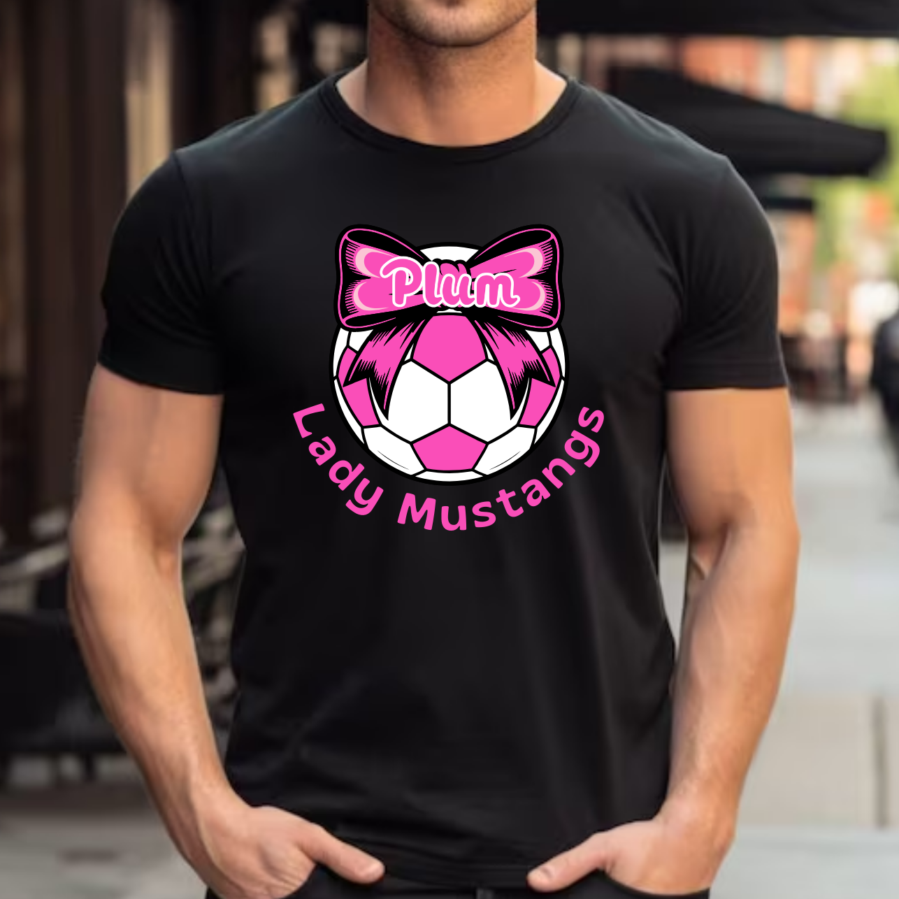 Lady Mustangs Pink Bow Tee