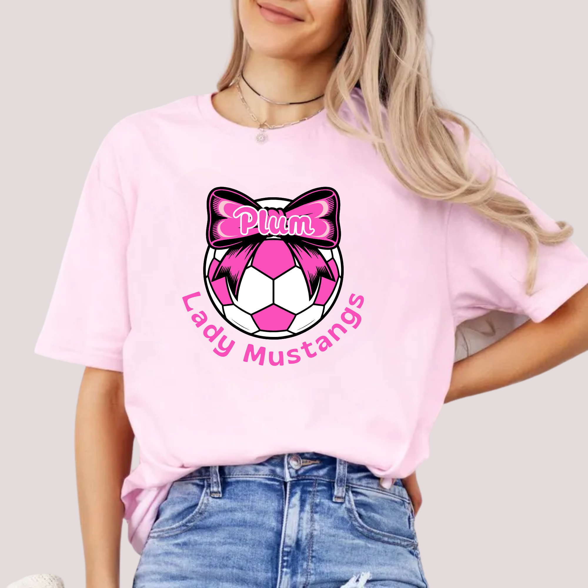 Lady Mustangs Pink Bow Tee