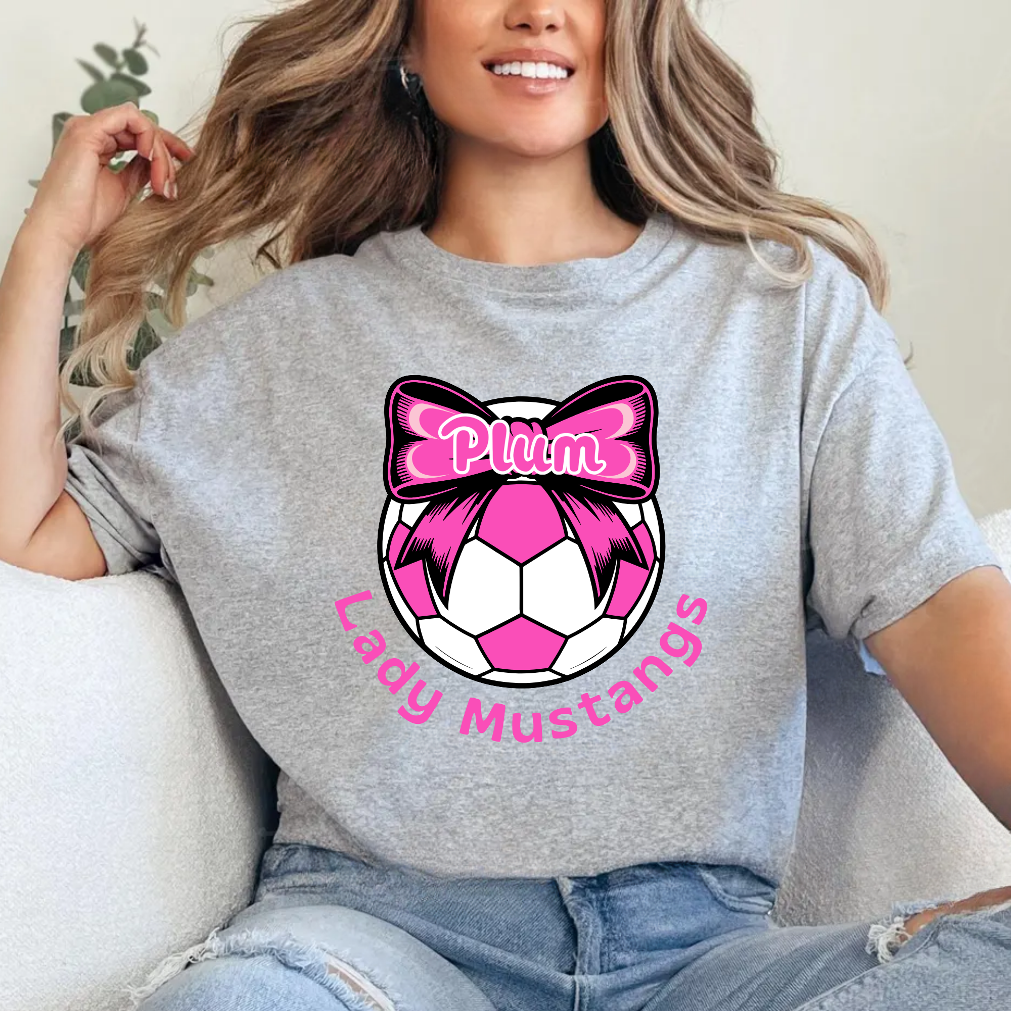 Lady Mustangs Pink Bow Tee