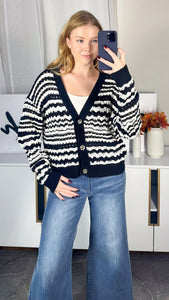 Mono Mode Striped Knit Cardi